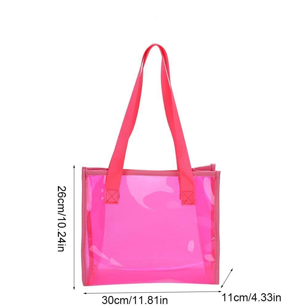 Square Transparent Handbag Candy Color PVC Tote Bag Casual Waterproof Shoulder Bag Female