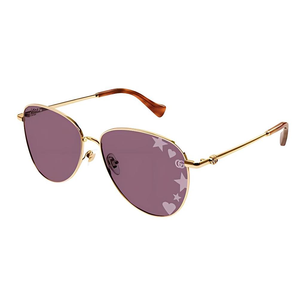 Gucci Lens Print Irregular Shape Sunglasses Unisex sunglasses Gold GG1419S004