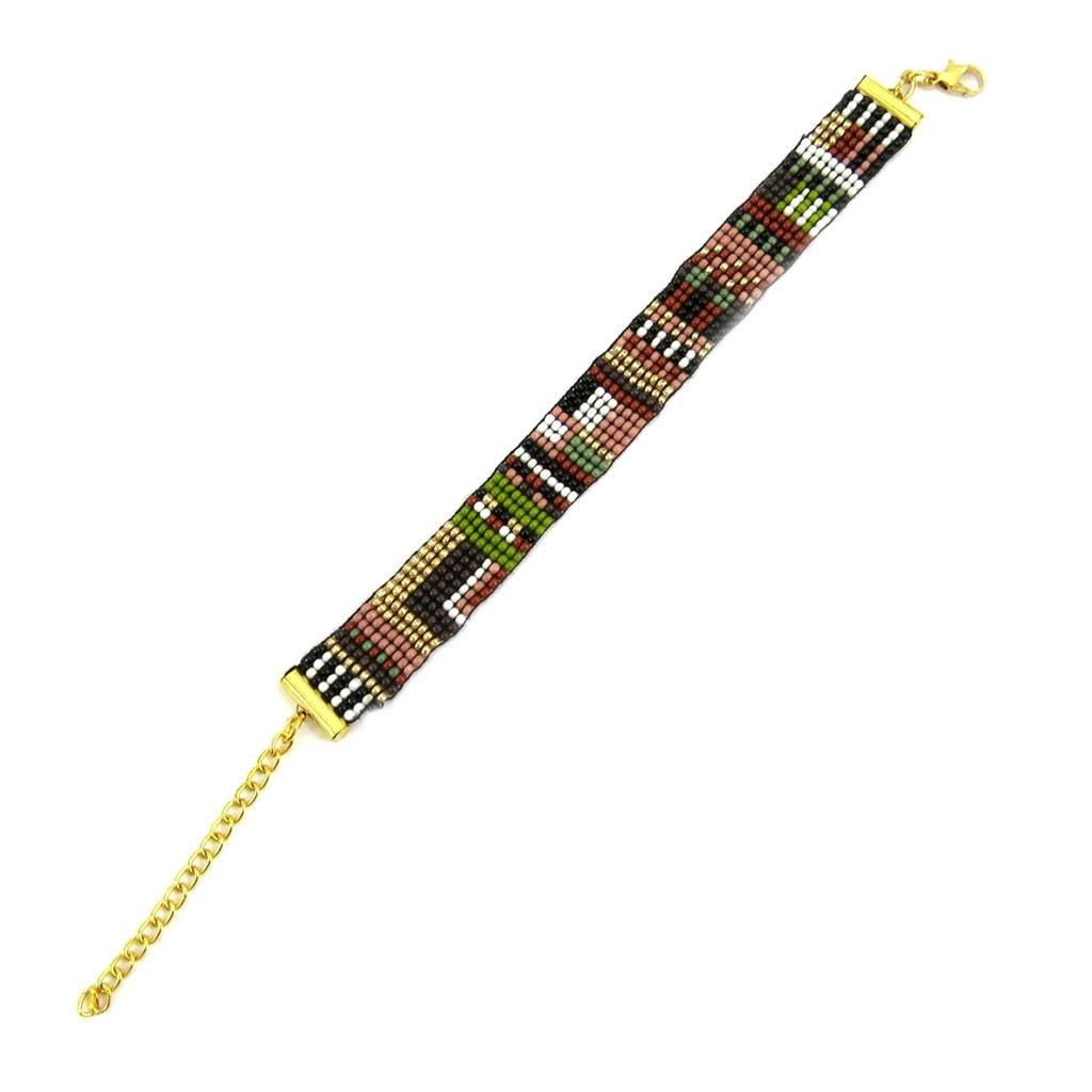 Les Trésors De Lily [L5782] - Этнический браслет "Катманду" зелено-коричневый