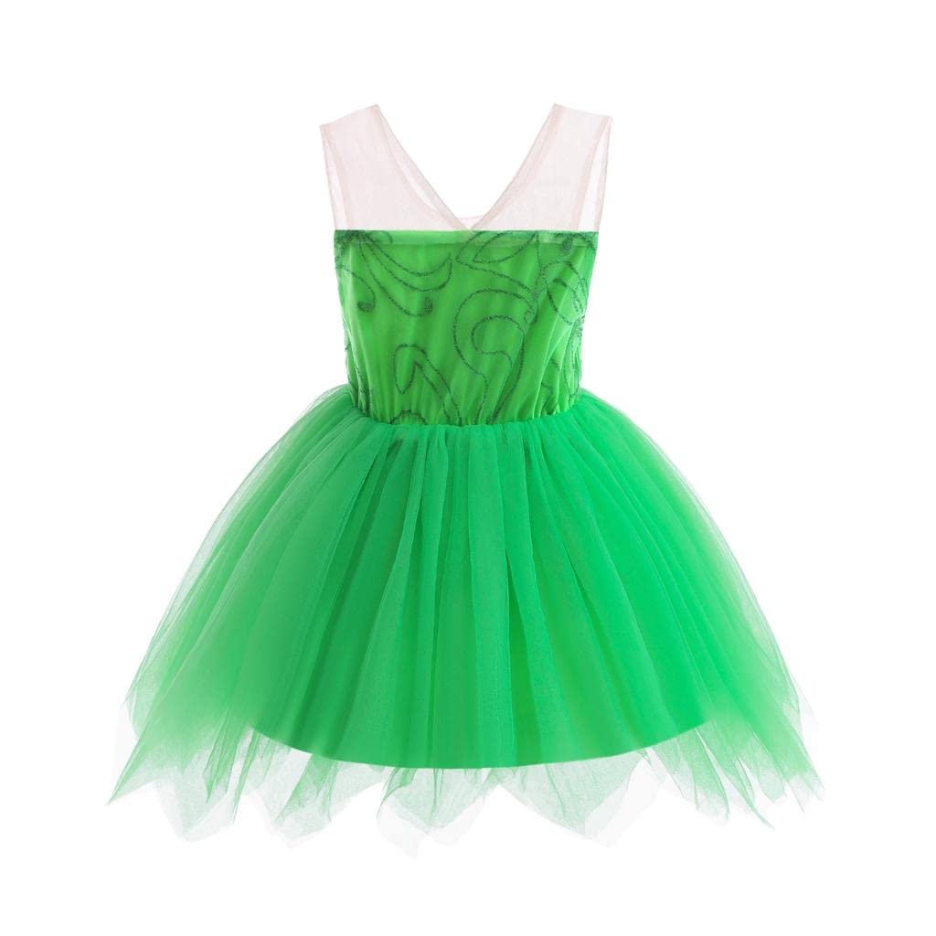 Dressy Daisy Princess Green Fancy Fairy Costume Dress with Butterfly Wings for Toddler and Party Sizes Months Girls, Halloween, Birthday, Outfit,