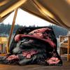 1pc Cat Hat Floral Throw Blanket Polyester Fiber, Lightweight Flannel, Soft & Warm, All Season Use for Outdoor, Camping Digital Print
