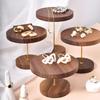Vintage Round Black Walnut Jewelry Display Holder Necklace Earrings Bracelets Rings Luxury Showcase Stand Trinket Shelf Tray Ornaments Jeweler Seller