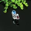 Natural Blue Topaz, Garnet Gemstone 925 Sterling Silver Gift Ring Size 7 t2T40