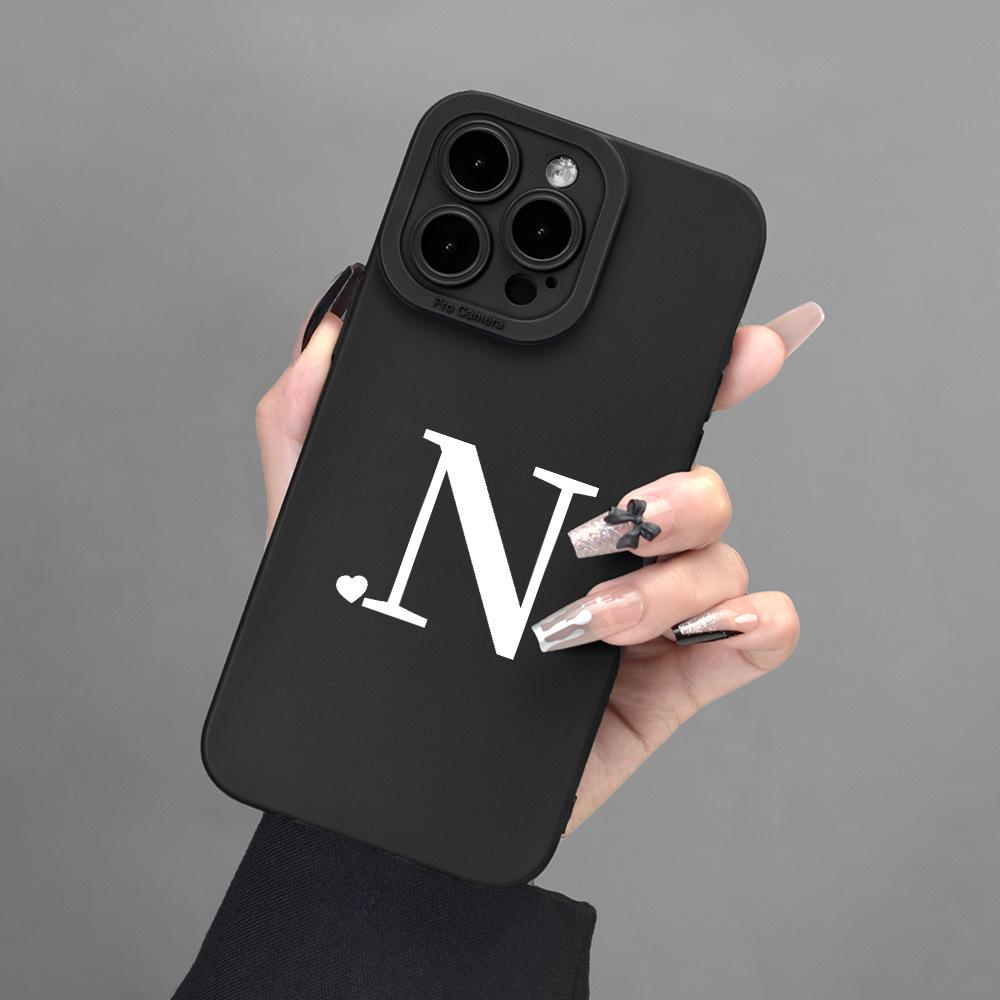 Чехол для iPhone 15: Дизайн с большой буквой N Heart, полная защита линз, устойчивость к износу и падениям