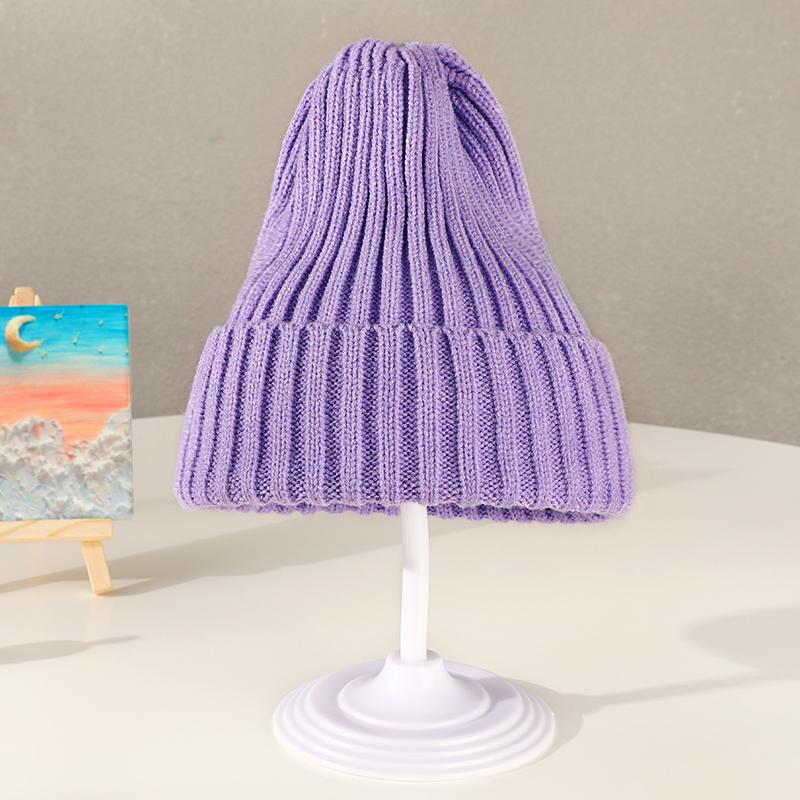 Зимняя вязаная шапка для девочек сладких конфетных цветов, для мальчиков и детей, мягкая теплая шапка для улицы, детская модная шерстяная шапка