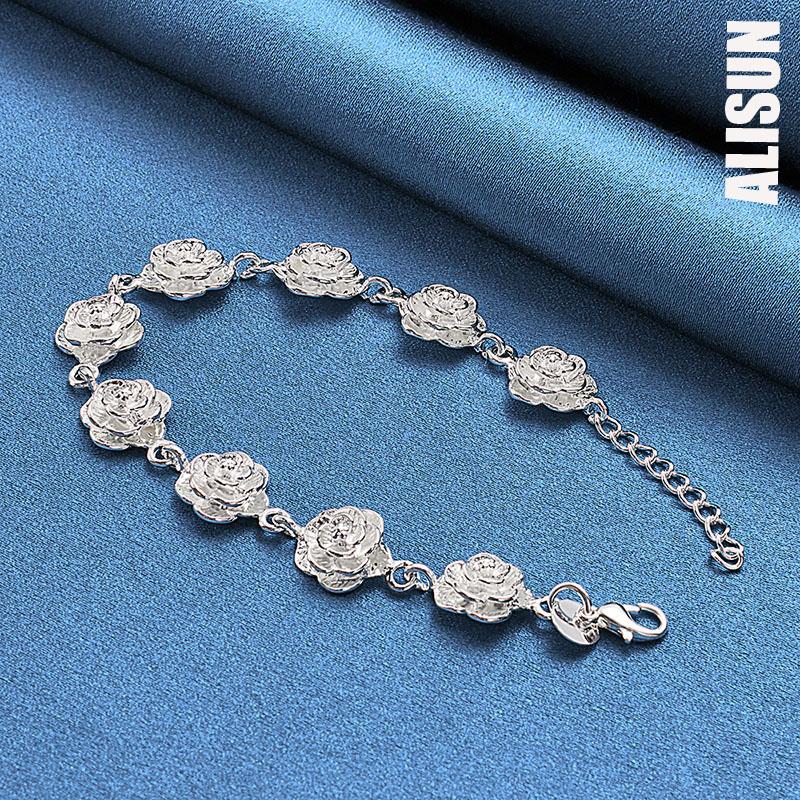 925 Sterling Silver Romantic Rose Bracelet Fashionable Wedding Jewelry