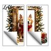 Peel Stick Christmas Decorations 2Pcs 3D Illusion Dog Wall Sticker Removable Self‑Adhesive Party Background Decal Holiday Puppy Mural for