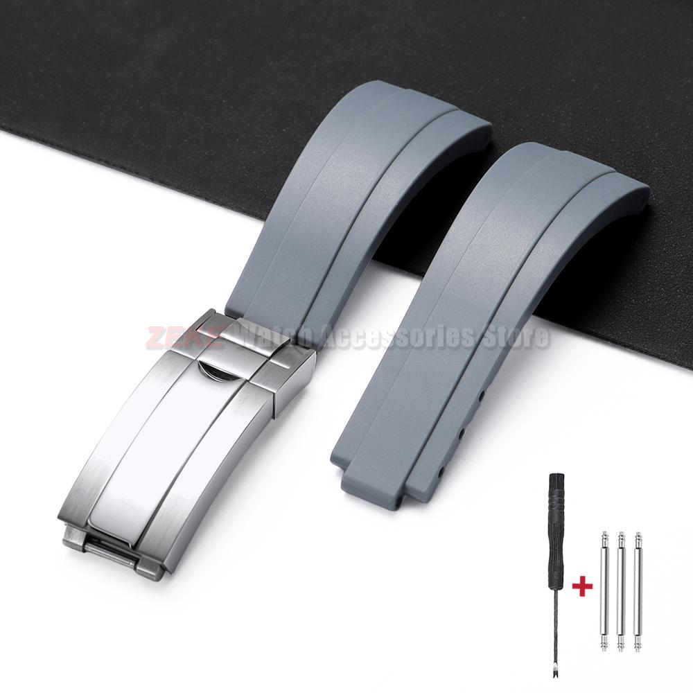 Резиновый ремешок для часов 20 мм для Rolex для Water Ghost для GMT для Daytona Водонепроницаемый силиконовый браслет Складная застежка Браслет Ремешок