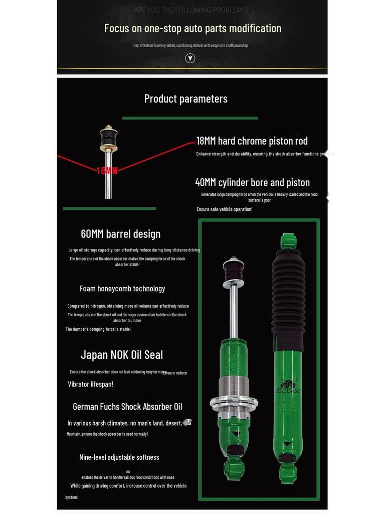 Pajero V73/V75/V97/V93/V95/V98/V68/V77 2-Inch Lift Kit: Modified Shock Absorber Springs