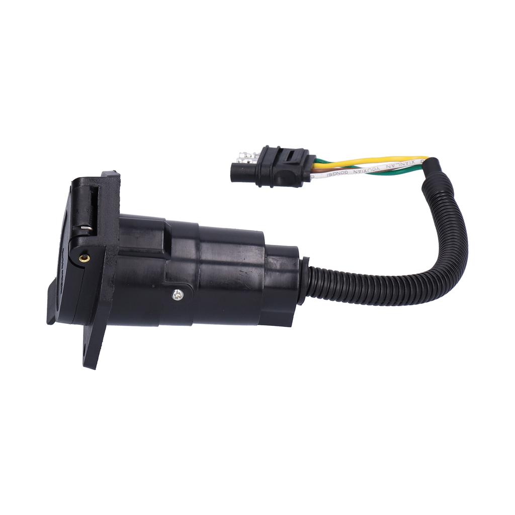 American 4 Flat to 7 Way Round Blade Trailer Plug Connector with Mounting Bracket 6‑24V
