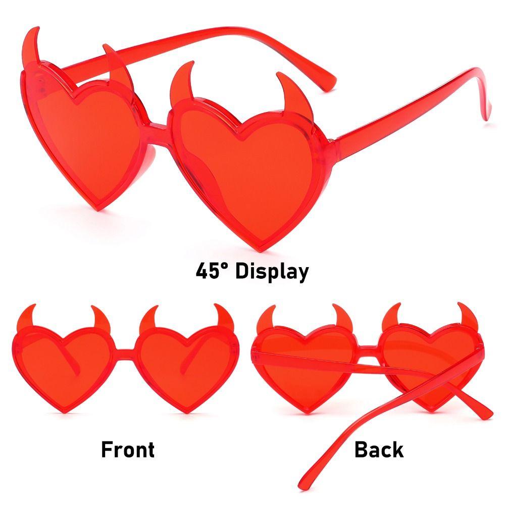 Рок Рога Солнцезащитные очки Дьявольские уши Форма сердца Косплей Очки Модные Солнцезащитные очки для Хэллоуина/Вечеринки