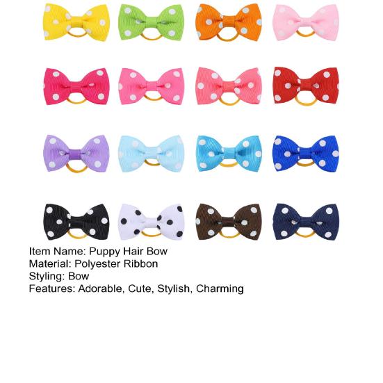 Dog Small Hair Bowknot with Rubber Bands Handmade Hair Dot Bow Pet Grooming Accessories for Party Christmas Birthday