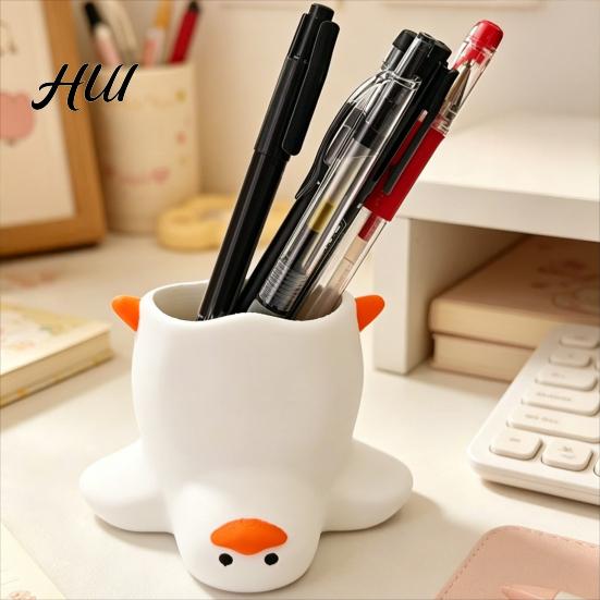 Playful Desktop Decor Upside Down Duck Pen Holder, 3D Printed Desk Organizer, Funny Creative Gift for Girls Stationery Storage Holder Office