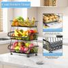 3-ярусный передвижной органайзер для кладовой, Штабелируемая тележка для хранения в кладовой на колесах, Металлические проволочные корзины для кладовой, Кухонная подставка-корзина для фруктов, Овощи