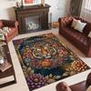 Leopard Theme Crystal Velvet Floor Rug Personalized Custom Name Text Warm Carpet Home Decoration