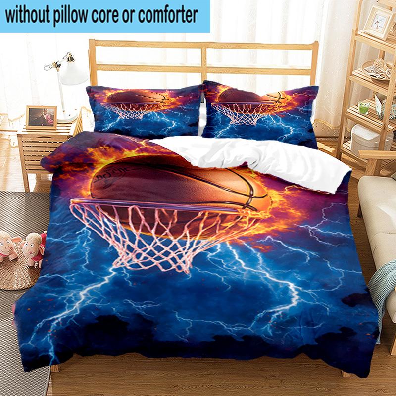 3PCS Basketball Crown Fire Sport 3pcs Bedding,Including 3PCS Duvet Cover And 2pcs Pillowcases Perfect for Christmas,Ideal for Bedroom, Dormitory