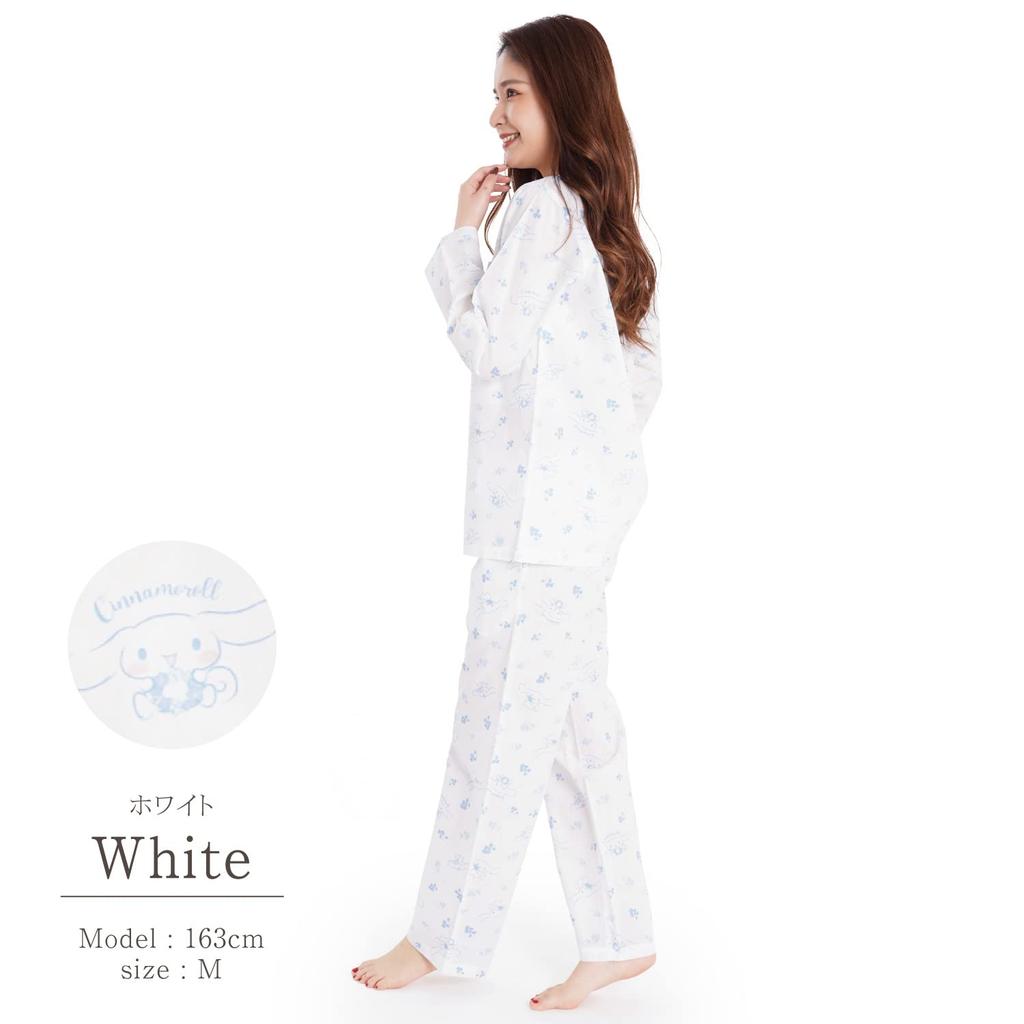 Full Flower Cinnamoroll Shirt Pajamas (with Drawstring Pouch) WT, Women's Size L SAN-1655