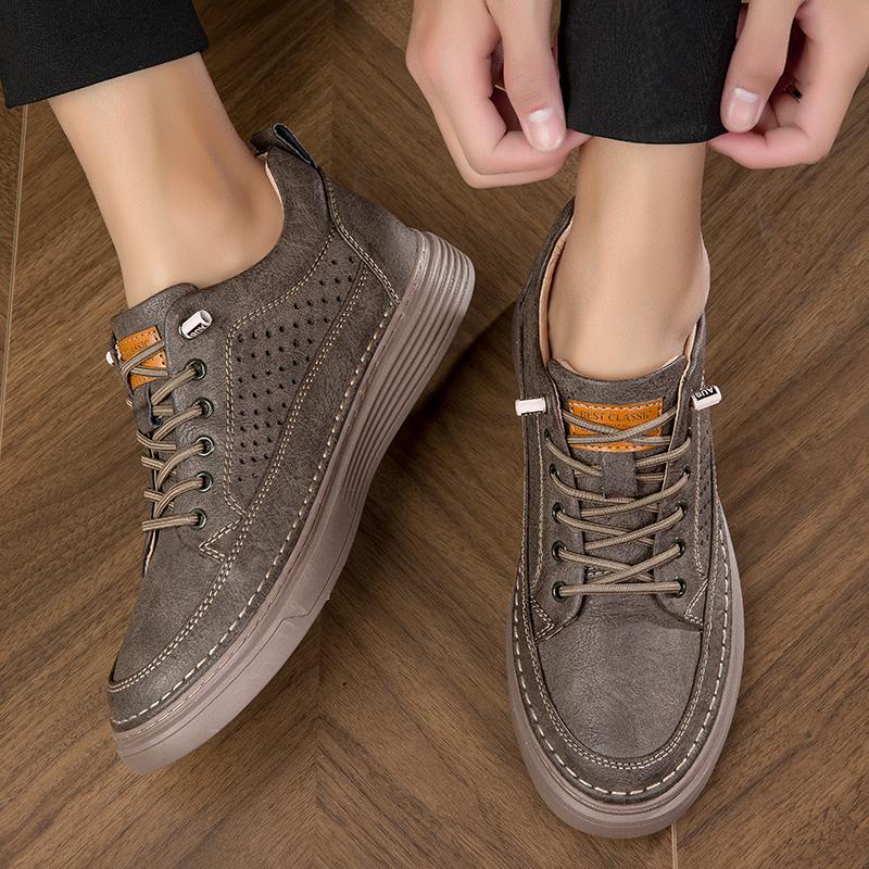 Новые мужские удобные скейт-кеды 2024 года из натуральной кожи, модная повседневная обувь, мужские классические ажурные кроссовки, роскошная мужская обувь