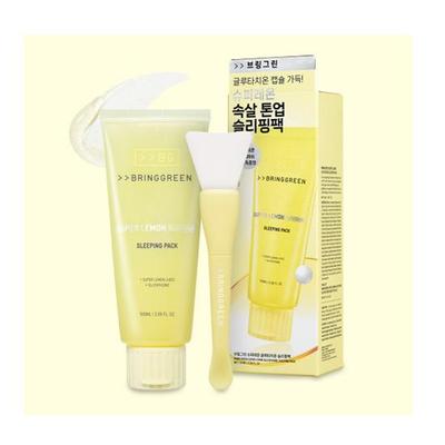 BRING GREEN Super Lemon Glutathione Sleeping Pack & Silicon Brush Set 2 шт.