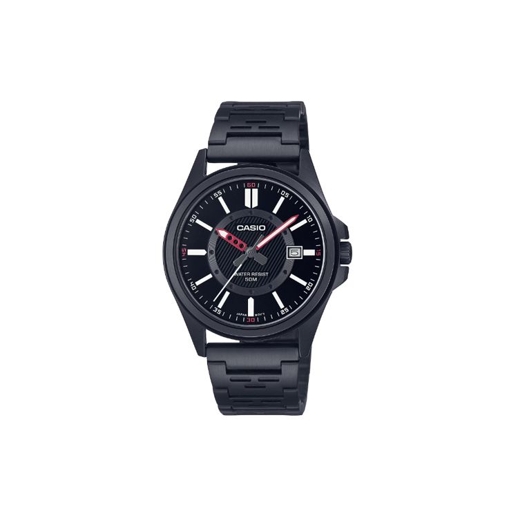 Casio Стандартная серия 50M Водонепроницаемые Кварцевый механизм Стальной ремешок Часы Мужские часы Черный MTP-E700B-1EV