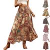 Women's Smocked Floral Maxi Skirts Summer Tube Dresses Long A Line Pleated Beach Skirt