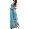 Women's Floral Maxi Dress Sleeveless Halterneck Chiffon Midi Dress Summer Boho Sundress with Belt for Vacation Wedding Cocktail Prom Party