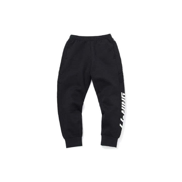 Li Ning Sports Fashion Series Cuffed Knitted Sports Long Брюки мужские низ черный AKLQ795-1