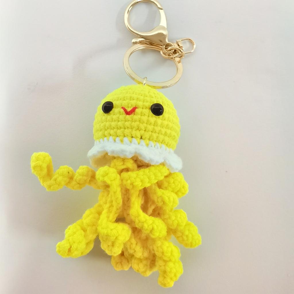 Забавная кукла-креветка Крючком Брелок Ручная работа Рыба-клоун Вязание Брелоки Для ключей автомобиля Аксессуары Милый брелок-подвеска в виде креветки