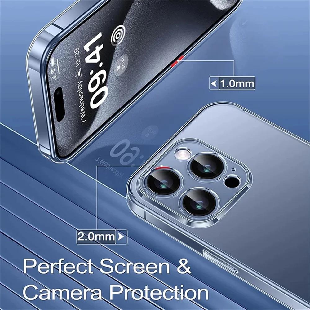 Для iPhone 16 Pro Max 15 14 13 12 11 Pro Max Прозрачный Ударопрочный Чехол Прозрачный iphone 13 12 Mini X XR XS 7 8 16 Plus Черная Крышка