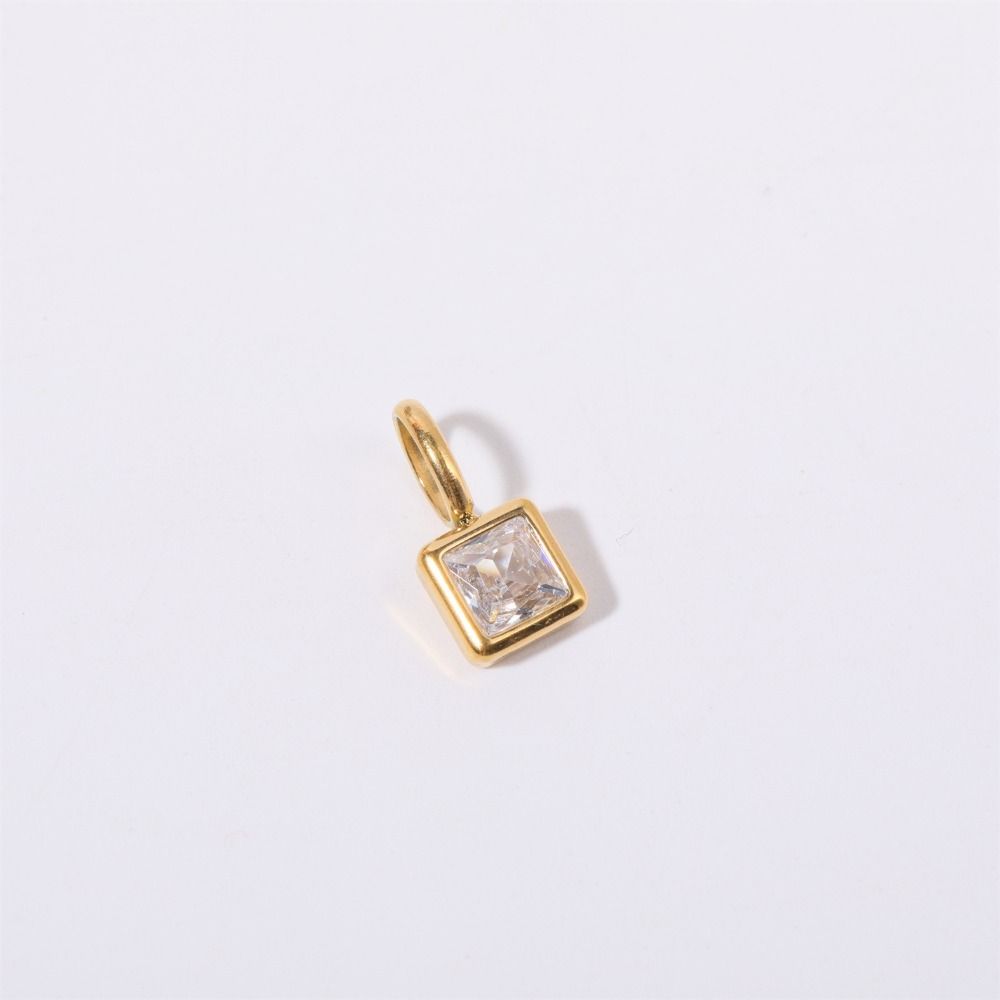 Stainless Steel Square Stone Pendant Colored Zirconia Designer Pendant Necklaces  Jewelry Gift