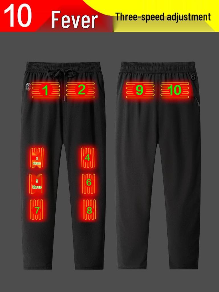 New Ten-Zone USB Heated Fleece-Lined Winter Warm Cotton Pants