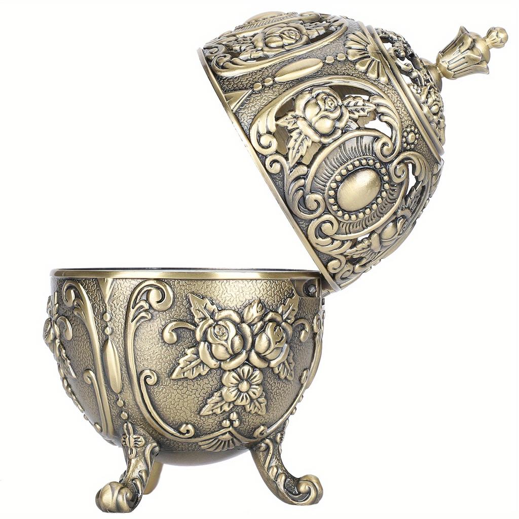 Vintage Incense Burner Holder Zinc Alloy Ornament Table Decoration Metal Craft Gift for Home Bedroom Office