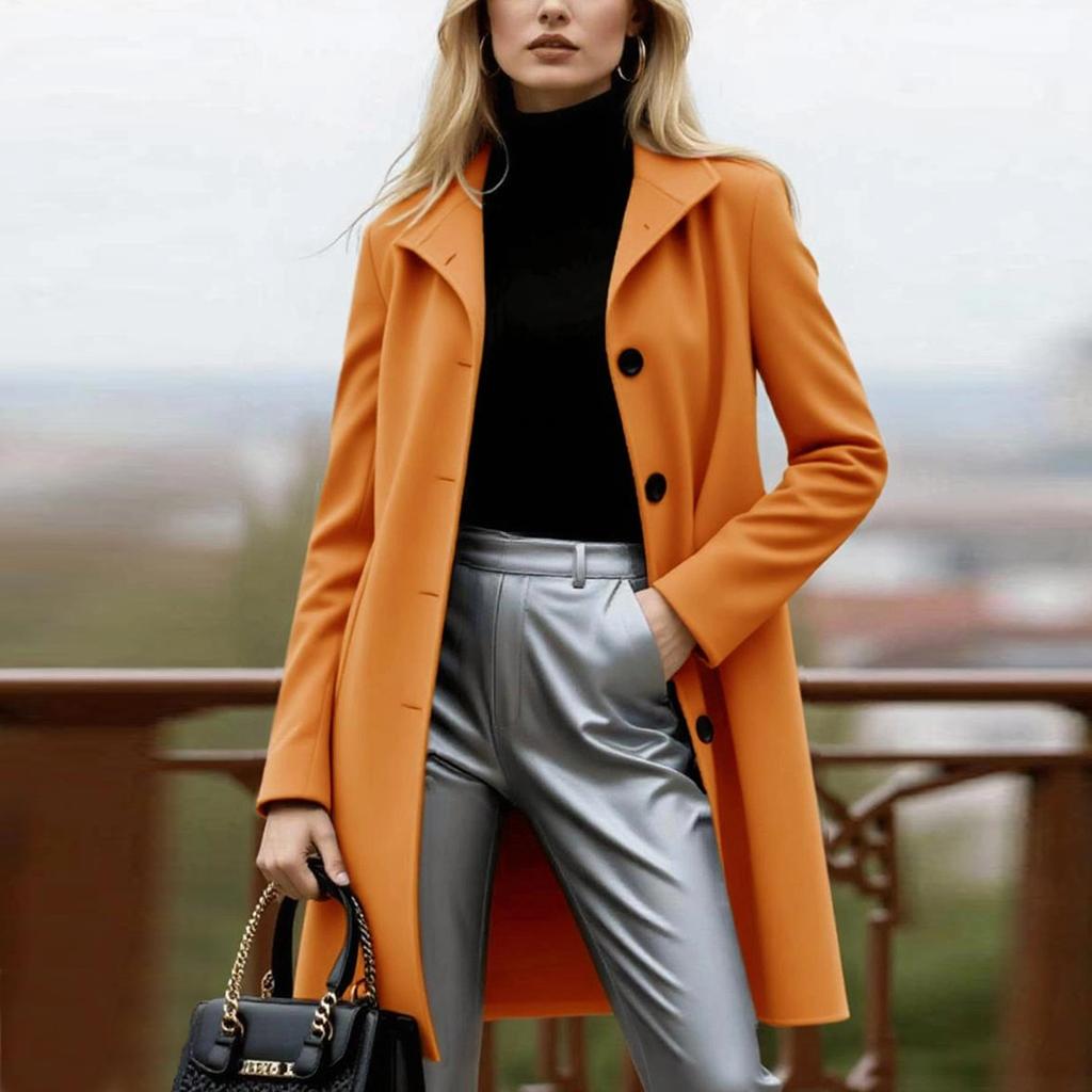 Женские пальто Однобортный тренч Модные А-силуэта Осенне-зимние куртки