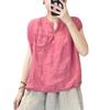 1116 new retro literary pure linen small pocket stand-up collar women's pullover casual and comfortable sleeveless top