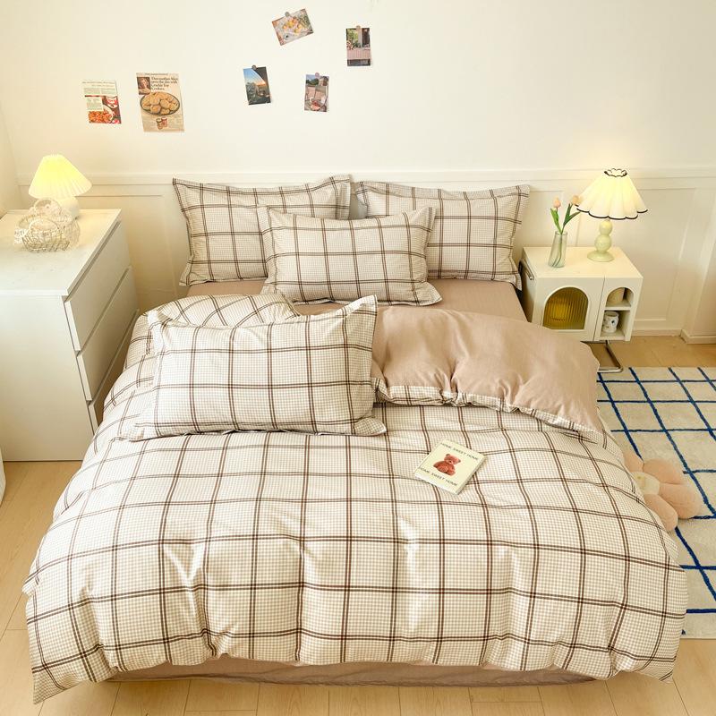 Комплект из четырех предметов, пододеяльник из чистого хлопка, простыня из хлопка, комплект из трех предметов для односпальной кровати в общежитии