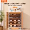 Rattan Shoe Cabinet 5 Tiers Shoe Organizer 2 Doors & Adjustable Shelves