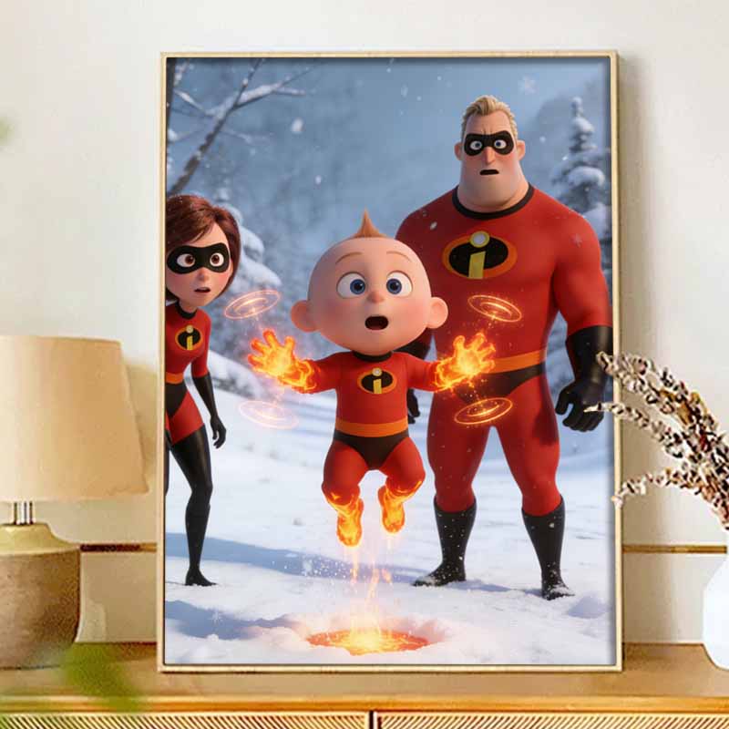 Disney Diamond Art Painting Kit 5D Diamond The Incredibles JackJack Painting Dot Art Gemstone Crystal Art Paint Diamond Home Wall Decor