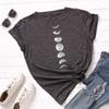 Summer Women's Loose Cotton Printed Lunar Eclipse Picture Round Neck Short Sleeved T-Shirts Women’s
