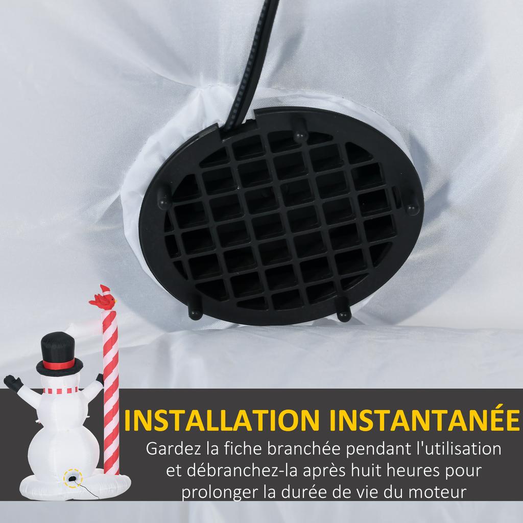 Inflatable snowman with sign 3 LED waterproof polyester height 213 cm white