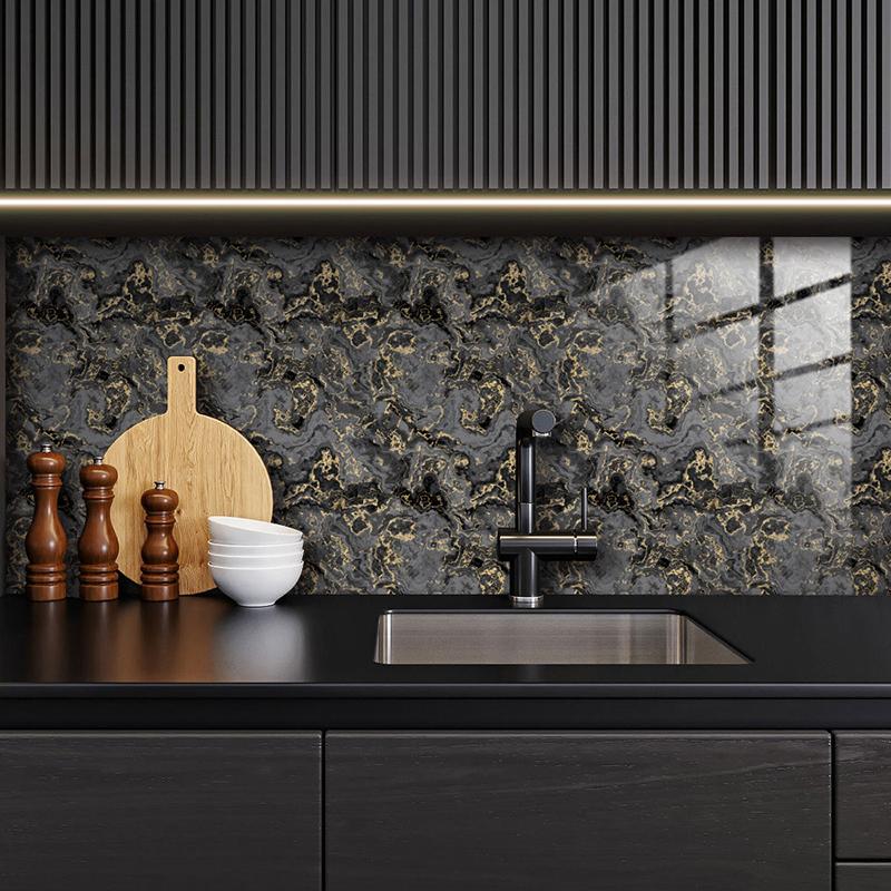 10pcs/set Bathroom PVC Fake Marble Tile Sticker Crystal Wall Sticker Self-adhesive