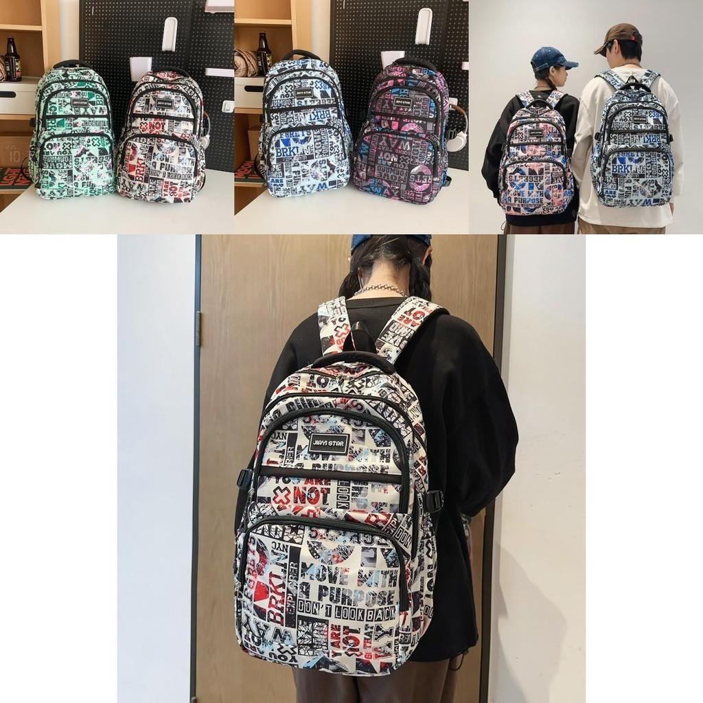 Stylish Nylon Backpack For Men And Women With Letter Design Perfect For School Travel