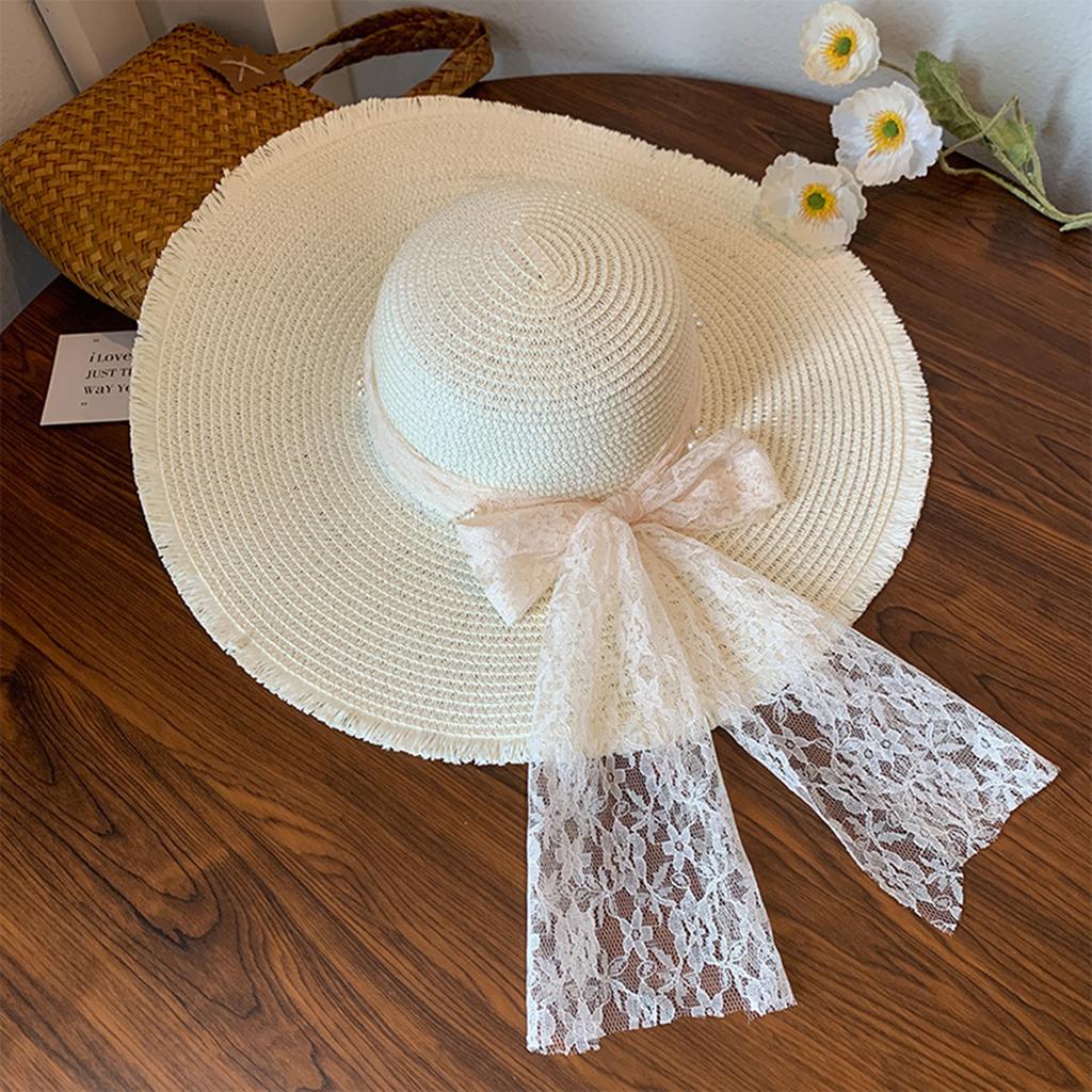 Sweet Women Wide Brim Straw Hat Cool Beach Hat Travel Brim Summer UV Hats for Outdoor Sports Hiking Travel