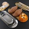 3pcs/set Gold Silver Stainless Steel Dessert Dining Plate Nut Cake Fruit Plate Towel Tray Snack Western Steak Kitchen Plate