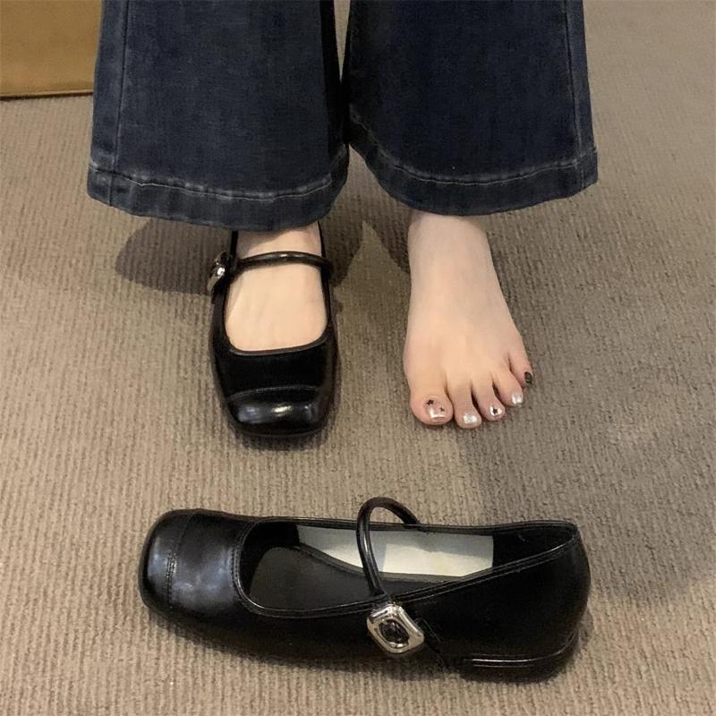 Silver Mary Jane Shoes for Women Spring New Flat Shoes Fashion Shallow Ladies Mary Jane Ballerinas Flat Heel Casual Ballet Shoes