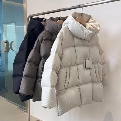 Зимняя куртка из 90% белого утиного пуха, женская модная толстая теплая пушистая парка, свободная стеганая верхняя одежда