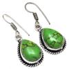 Green Turquoise Gemstone Handmade Gift For Her Silver Jewelry Earrings 1.5"