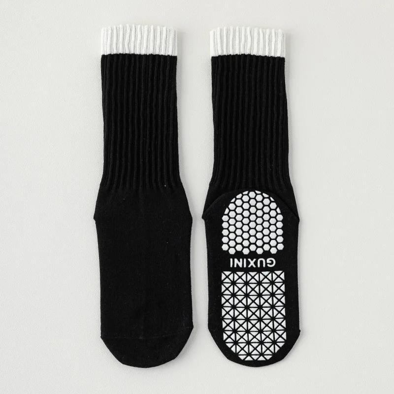 Носки для йоги женские силиконовые нескользящие носки для пилатеса в помещении, подходящие по цвету хлопковые профессиональные носки для спортзала, фитнеса, танцев, спорта