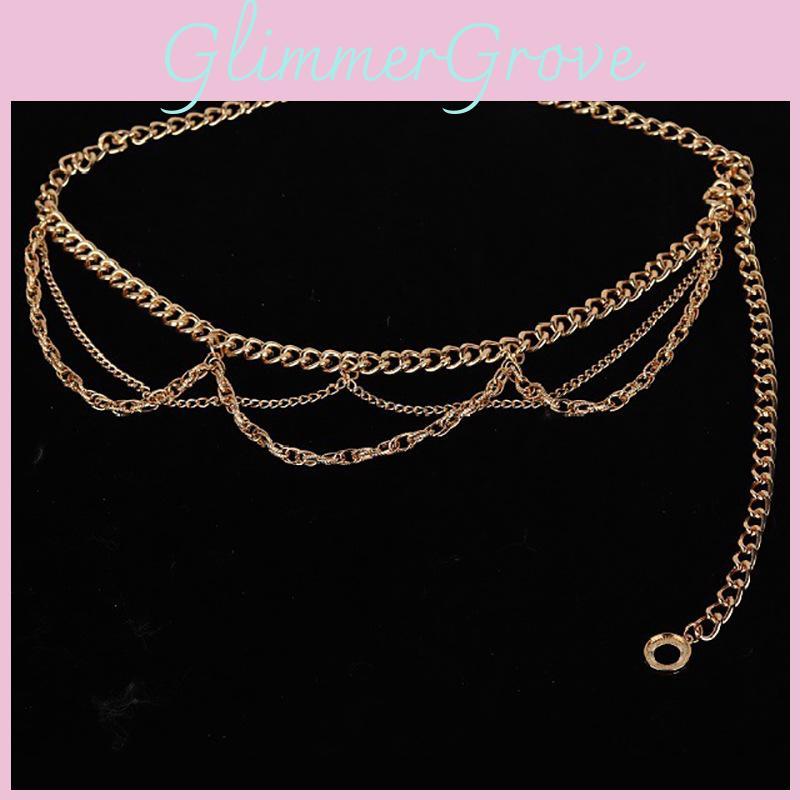 Ladies Metal Waist Chain With Sculpted Pattern Fashion Jewelry For Spring Summer Wear