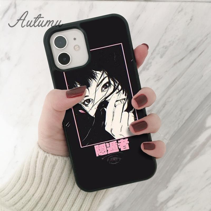 Грустный японский аниме эстетический чехол для телефона iPhone 11 12 13 14 Pro Max mini X XR XS SE 2020 6S 7 8 Plus Galaxy S21 S22 shell