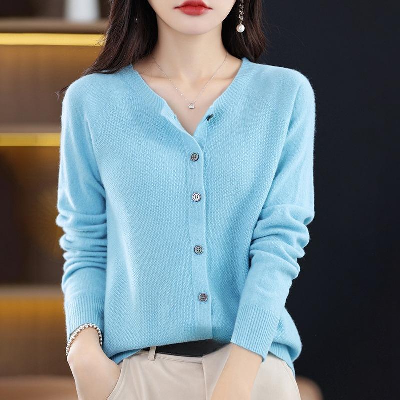 INDFS Women's Fashion Casual Fall Winter Solid Color Print Long Sleeve O-Neck Sweaters